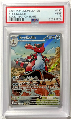 2025 Pokemon Black Bolt BLK En Krookodile Illustration Rare #137 PSA 9 Mint - Image 1