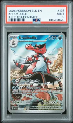 2025 POKEMON BLK EN BLACK BOLT ILLUSTRATION RARE #137 KROOKODILE PSA 9 MINT - Image 1