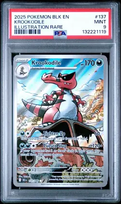 2025 Pokemon Black Bolt BLK En Krookodile Illustration Rare #137 PSA 9 Mint - Image 1