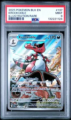 2025 Pokemon Black Bolt BLK En Krookodile Illustration Rare #137 PSA 9 Mint - Image 1