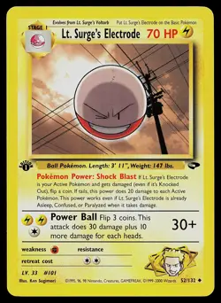 Pokemon Card - Lt. Surge's Electrode Gym Challenge 52/132 1st Edition - Image 1