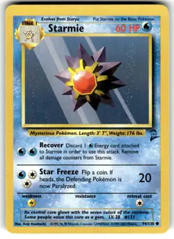 Pokemon TCG Starmie Base Set 2 94/130 Unlimited Common Card WOTC LP-NM - Image 1