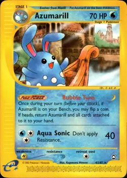 Azumarill 4/147 Aquapolis Non-Holo 2002 WOTC Vintage E-Reader Pokemon Card - Image 1