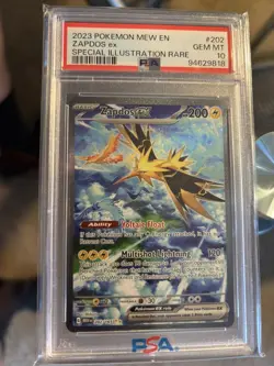 2023 Pokemon 151 SV Zapdos ex Special Illustration Rare 202/165 PSA 10 - Image 1