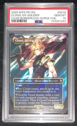 Cloud, Ex-SOLDIER Borderless Surge Foil PSA 10 Graded Final Fantasy MTG - Image 1