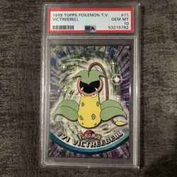 #71 Victreebel Topps TV Animation Series 1 Black Logo Pokemon Card PSA 10 GEM MT - Image 1