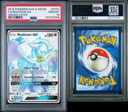 2019 POKEMON SUN & MOON HIDDEN FATES #SV51 FULL ART/RESHIRAM GX PSA 10 - Image 3