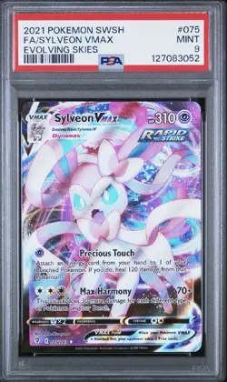 Pokemon Sylveon VMAX Full Art Ultra Rare Holo Card 075/203 Evolving Skies PSA 9 - Image 1
