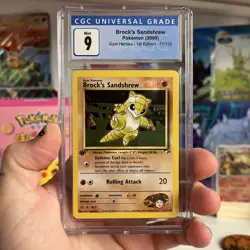 Brock's Sandshrew 1st Edition Gym Heroes #71/132 CGC 9 Mint - Image 1