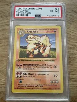 Pokemon Arcanine 1st Edition shadowless Uncommon Card Base Set 23/102 - PSA 6 - Image 1