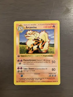 Pokemon TCG Arcanine Base Set Shadowless 1st Edition Uncommon Card 23/102 - Image 1