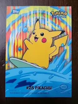 DMG! #25 Pikachu 8 Of 10 - Topps Pokemon TV Animation Sticker Puzzle Card - Image 1