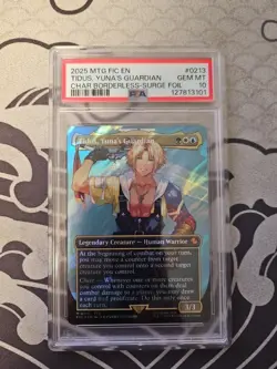 MTG Final Fantasy Commander Tidus, Yuna's Guardian Borderless Surge Foil PSA 10 - Image 1