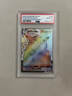Pokemon Pikachu VMAX Vivid Voltage Rainbow Secret Rare Card 188/185 PSA 10 - Image 1