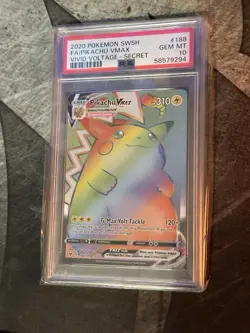 Pokemon Pikachu VMAX 188/185 Secret Rainbow Rare Vivid Voltage PSA 10 - Image 1