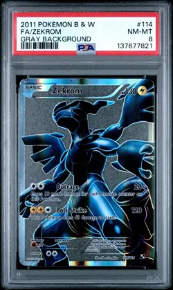 2011 Pokemon Black & White Full Art Zekrom Gray Background #114 PSA 8 NM-MT - Image 1