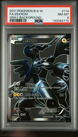 2011 POKEMON BLACK WHITE ZEKROM #114 FULL ART PSA 8 NM #130084770 - Image 1