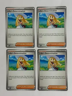 4x Lillie's Determination 119/132 English Pokemon TCG Playset (Mega Evolution) - Image 1