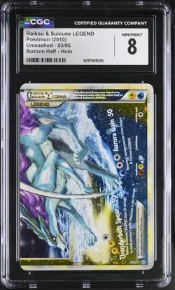 CGC 8 Raikou & Suicune LEGEND 2010 Unleashed 93/95 Holo Pokemon Card - Image 1
