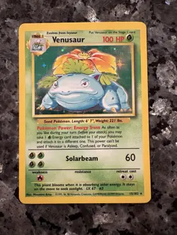 Venusaur 15/102 Base Set Holo Rare English Pokemon TCG Card 1999 - Image 1