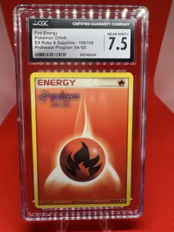 Fire Energy (2004-2005) 108/109 Professor Program Pokemon CGC NM+ 7.5 Stamped - Image 1