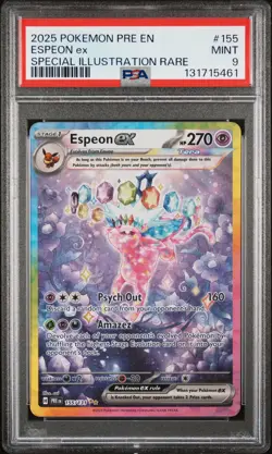 2025 Pokemon Pre EN-Prismatic #155 Espeon EX Special Illustration Rare PSA 9 - Image 1