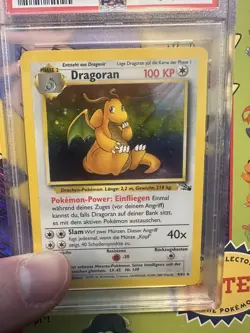 DRAGORAN 4/62 GERMAN FOSSIL 2000, PSA 8 - SWIRL! - Dragonite Pokemon - Image 3