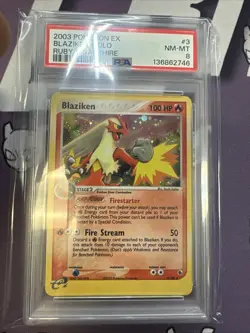 Pokemon Blaziken EX Ruby & Sapphire Holo Rare #3 PSA 8 W Swirl! - Image 1