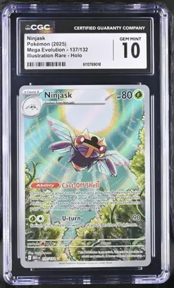 Ninjask 137/132 Pokemon Mega Evolution Holo Illustration Rare CGC 10 GEM MINT - Image 1