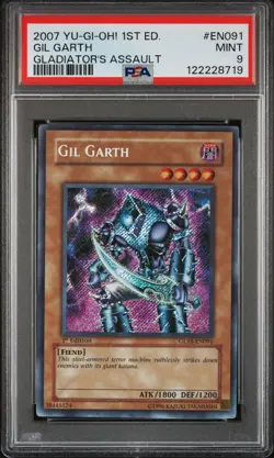 2007 YU-GI-OH! GLAS-GLADIATOR'S ASSAULT 1ST ED #EN091 GIL GARTH PSA 9 - Image 1