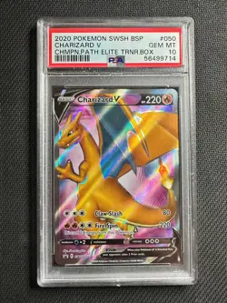 Pokemon Charizard V SWSH050 Champions Path ETB Black Star Promo PSA 10- Gem Mint - Image 1
