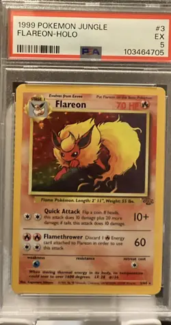 1999 POKEMON JUNGLE #3 FLAREON-HOLO PSA 5 - Image 1
