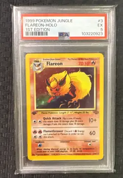 PSA 1999 Pokemon 1ST EDITION Jungle Flareon 3/64 Holo - PSA 5 - WOTC - Image 1