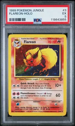 1999 Pokemon Jungle #3 Flareon-Holo PSA 5 - Image 1