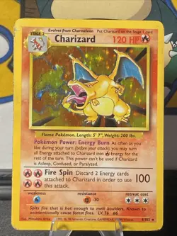 Pokemon TCG Charizard 004/102 Base Set Unlimited Holo Rare Vintage 1999 - Image 1