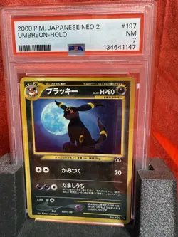2000 Pokemon Japanese Neo 2 Destiny Umbreon Holo #197 TCG Near Mint PSA 7 - Image 1