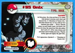 2000 Topps Pokemon TV Animation Edition Onix #95 Blue Topps Logo NM-MT - Image 2