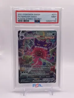 Pokemon TCG PSA 9 Gengar VMAX Secret Rare Alt Art 271/264 Fusion Strike - Image 1