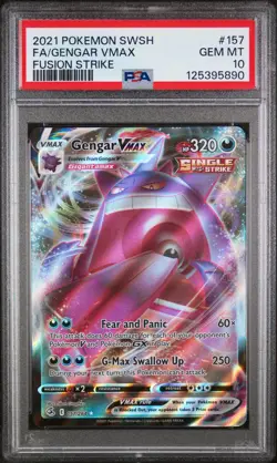 2021 POKEMON SWORD & SHIELD FUSION STRIKE #157 FULL ART/GENGAR VMAX PSA 10 - Image 1