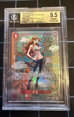 BGS 9.5 GEM MINT Nami Alt Art SP OP01-016 OP05 Awakening of the New Era JP - Image 1