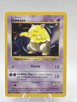 Pokemon TCG | Drowzee 49/102 | Common | Base Set | Shadowless Lightly Played - Image 1