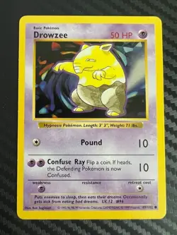 Pokemon TCG Drowzee 49/102 Base Set Common Shadowless VLP - Image 1