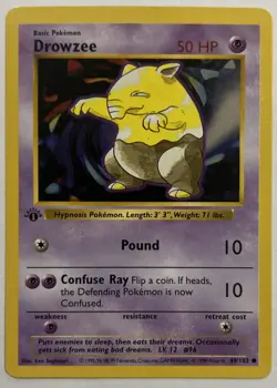 Pokemon TCG Drowzee 49/102 1st Edition Shadowless Base Set 1999 - NM - Image 1