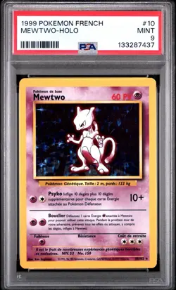 1999 Pokemon French 10/102 Mewtwo-Holo PSA 9 - Image 1