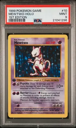 1999 POKEMON BASE SET 1ST EDITION #10 MEWTWO-HOLO PSA 9 - Image 1