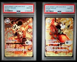 Disney Lorcana ICONIC Mickey & Minnie Mouse PSA 10 GEM MINT Set 2025 EN9#241#242 - Image 1