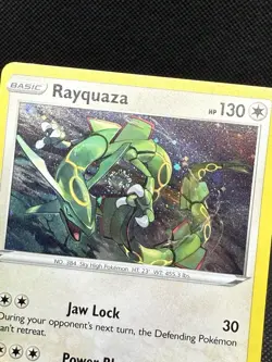 Pokemon TCG Rayquaza SWSH029 Sword & Shield Cosmos Holo Black Star Promo Swirl - Image 3