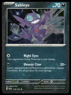 Pokemon Miscellaneous Cards & Products #136/193 Sableye (Cosmos Holo) PROMO - Image 1