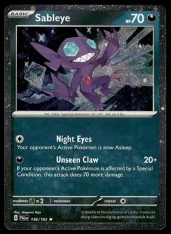Pokemon Miscellaneous Cards & Products #136/193 Sableye (Cosmos Holo) Rare - Image 1