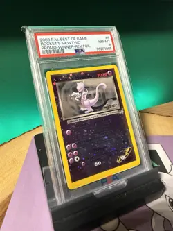 Rocket's Mewtwo Winner Stamp Reverse Foil #8 Best of Game Promo PSA 8 Pokemon - Image 1